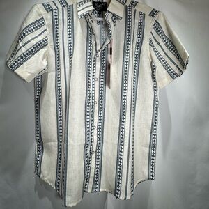 Sunday White and Blue Casual Button Up Shirt